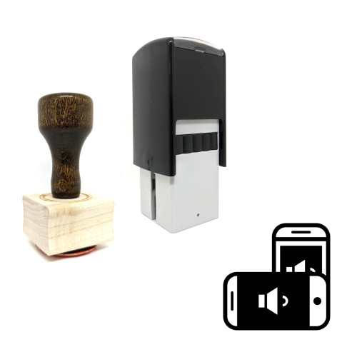 "Smartphone Volume Low" rubber stamp with 3 sample imprints of the image