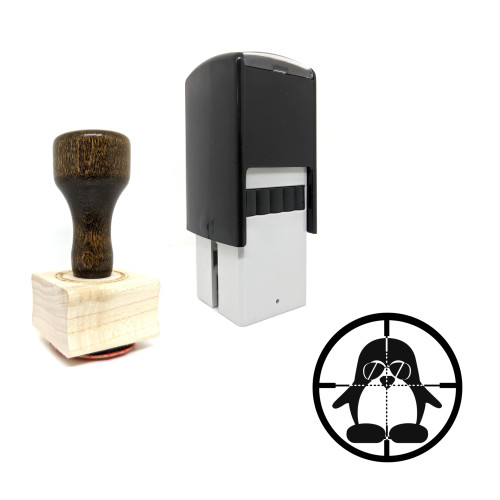 "Cool Penguin Shot" rubber stamp with 3 sample imprints of the image