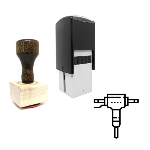 "Jackhammer" rubber stamp with 3 sample imprints of the image