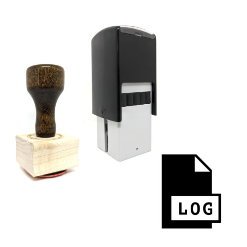 "Log" rubber stamp with 3 sample imprints of the image