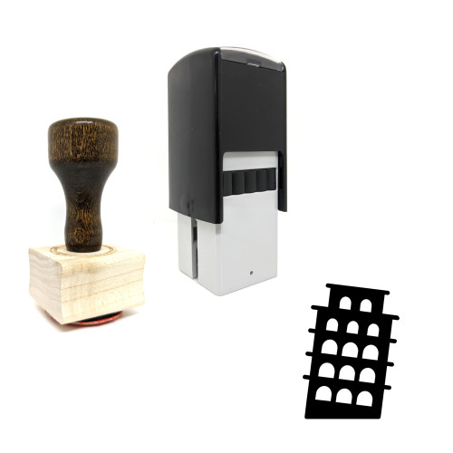 "Pisa Tower" rubber stamp with 3 sample imprints of the image