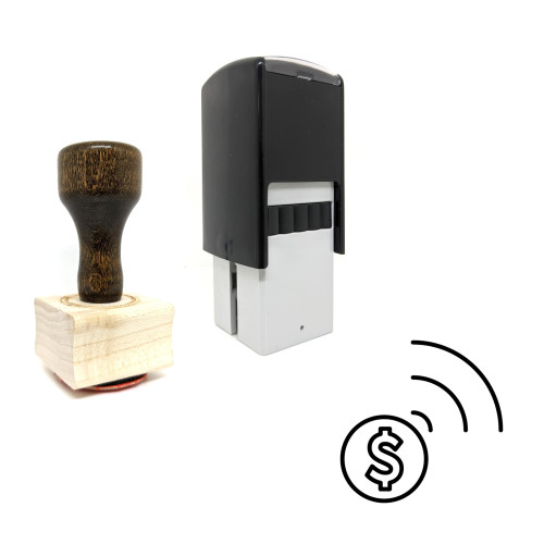 "Money Connect" rubber stamp with 3 sample imprints of the image