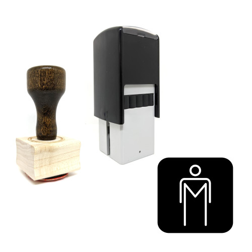 "Men" rubber stamp with 3 sample imprints of the image