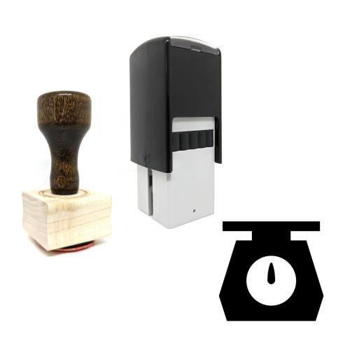 "Weighing Scale" rubber stamp with 3 sample imprints of the image