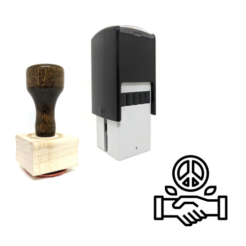 "Handshake" rubber stamp with 3 sample imprints of the image