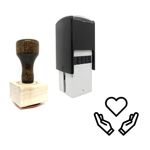 "Give Love" rubber stamp with 3 sample imprints of the image