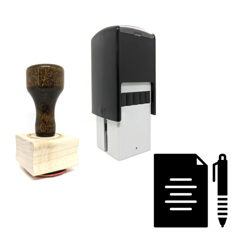 "Essay" rubber stamp with 3 sample imprints of the image