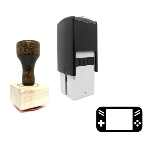 "Handheld Game Console" rubber stamp with 3 sample imprints of the image