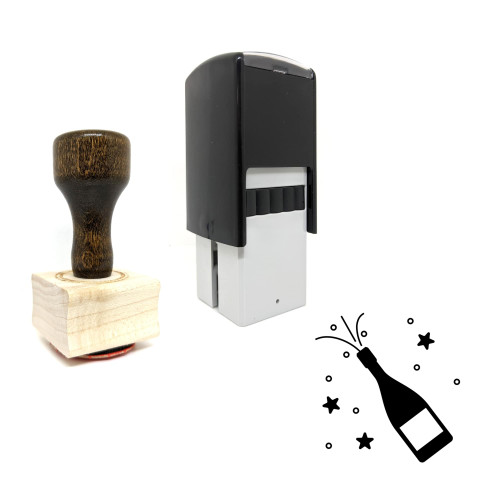 "Pop Champagne" rubber stamp with 3 sample imprints of the image