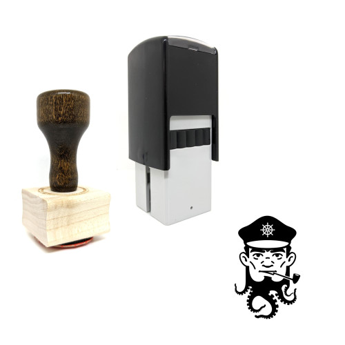 "Captain" rubber stamp with 3 sample imprints of the image