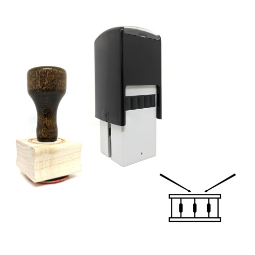 "Drum" rubber stamp with 3 sample imprints of the image