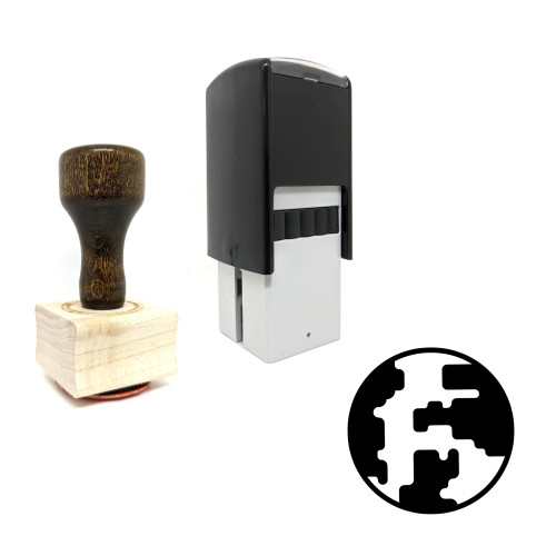 "Globe" rubber stamp with 3 sample imprints of the image