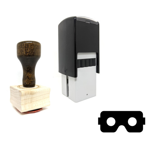 "Vr Goggles" rubber stamp with 3 sample imprints of the image