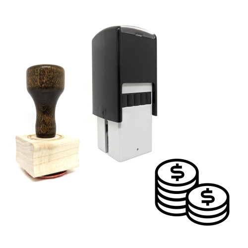 "Dollar Coins" rubber stamp with 3 sample imprints of the image