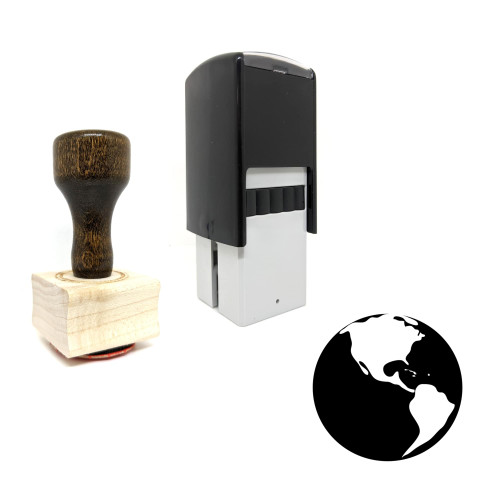 "Earth" rubber stamp with 3 sample imprints of the image