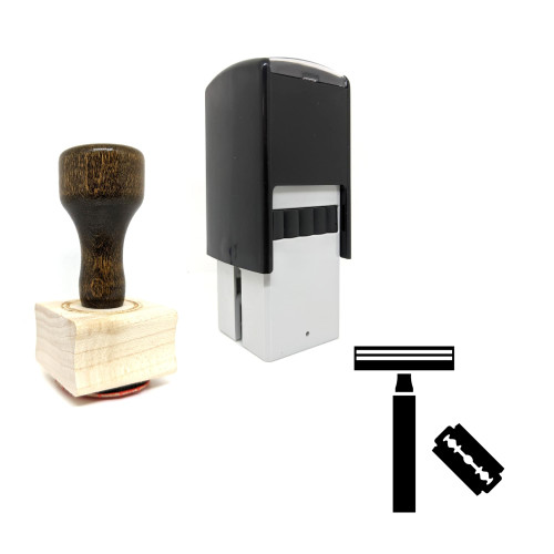 "Razor" rubber stamp with 3 sample imprints of the image
