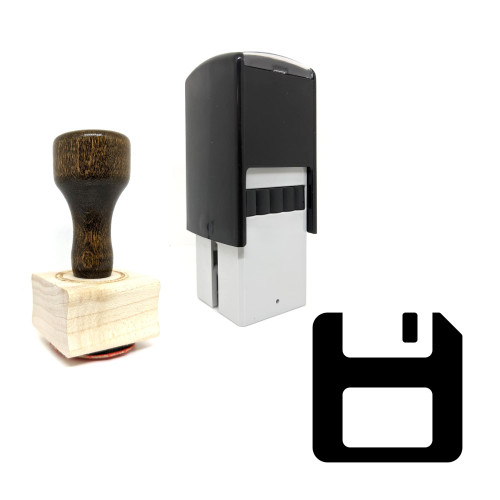 "Floppy" rubber stamp with 3 sample imprints of the image