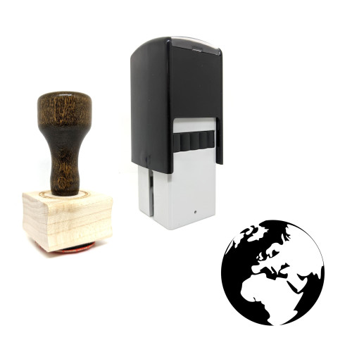 "Earth" rubber stamp with 3 sample imprints of the image