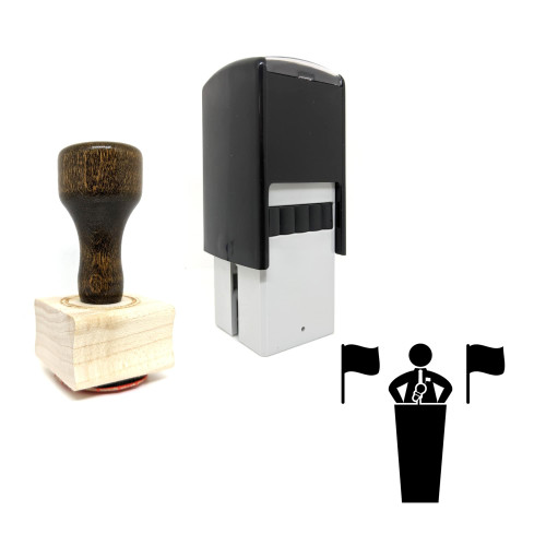 "Speech" rubber stamp with 3 sample imprints of the image