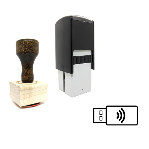 "Wifi USB Stick" rubber stamp with 3 sample imprints of the image