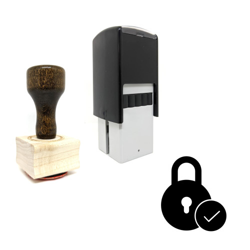 "Verified Lock" rubber stamp with 3 sample imprints of the image