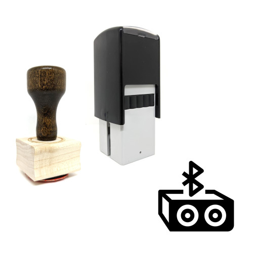 "Bluetooth Speaker" rubber stamp with 3 sample imprints of the image