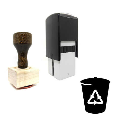 "Recycling Bin" rubber stamp with 3 sample imprints of the image