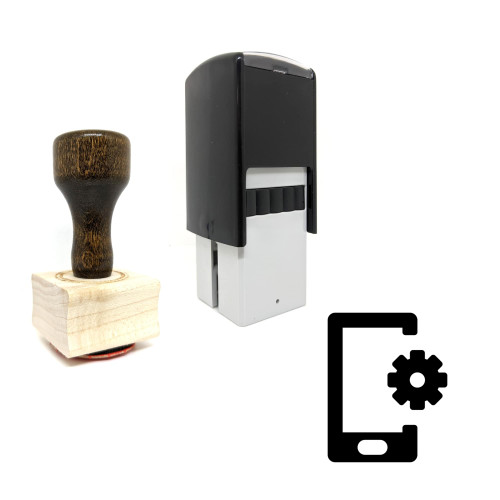 "Mobile Settings" rubber stamp with 3 sample imprints of the image