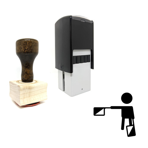 "Flag Semaphore B 2" rubber stamp with 3 sample imprints of the image