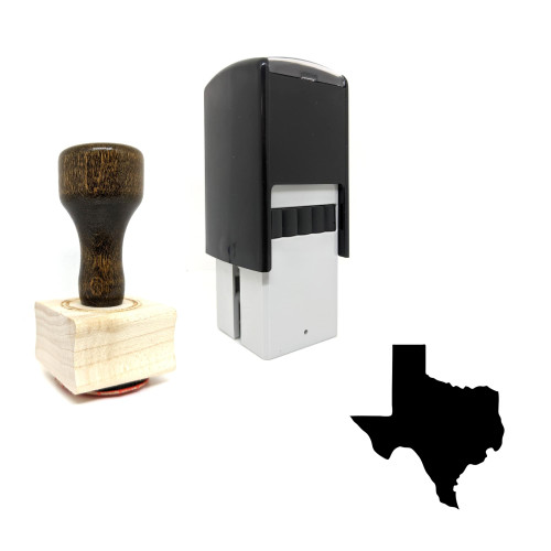 "Texas" rubber stamp with 3 sample imprints of the image