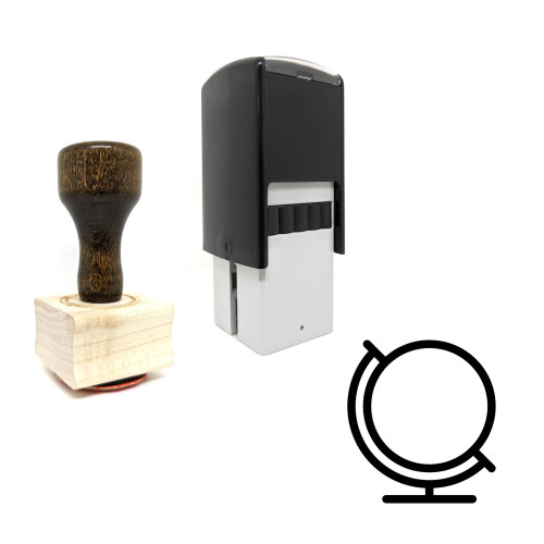 "Globe" rubber stamp with 3 sample imprints of the image