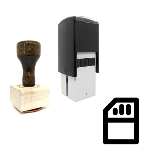 "SD Card" rubber stamp with 3 sample imprints of the image