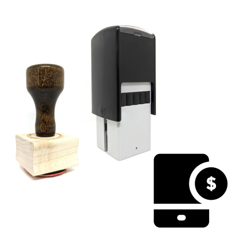 "Online Earning" rubber stamp with 3 sample imprints of the image