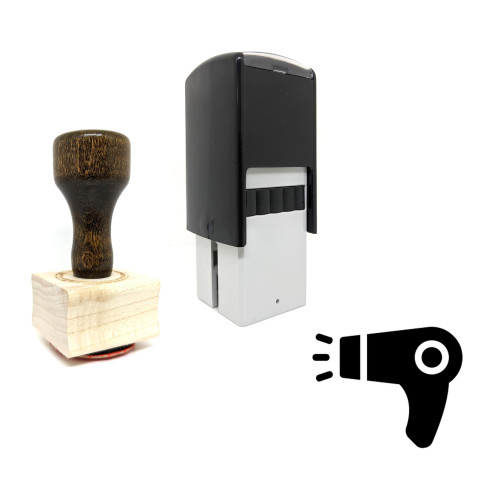 "Hairdryer" rubber stamp with 3 sample imprints of the image
