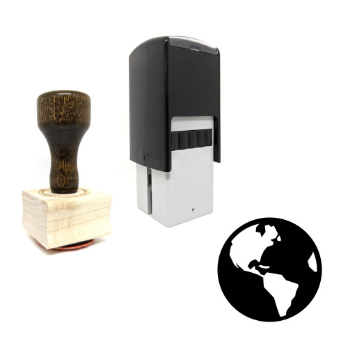 "Earth" rubber stamp with 3 sample imprints of the image