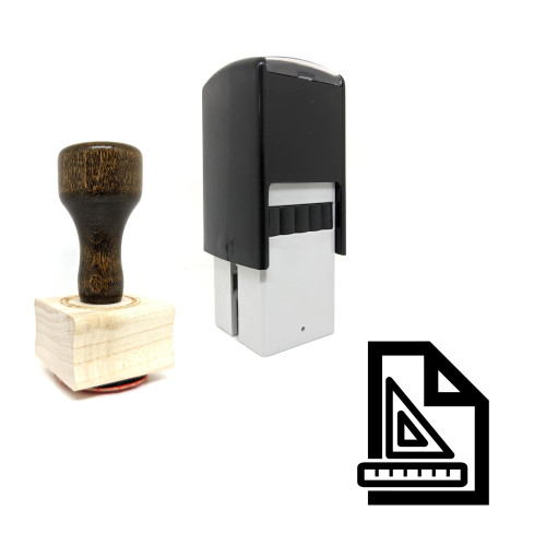 "Paper Measures" rubber stamp with 3 sample imprints of the image