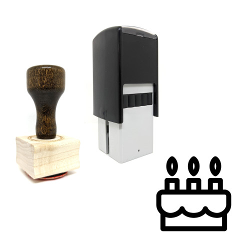 "Birthday Cake" rubber stamp with 3 sample imprints of the image