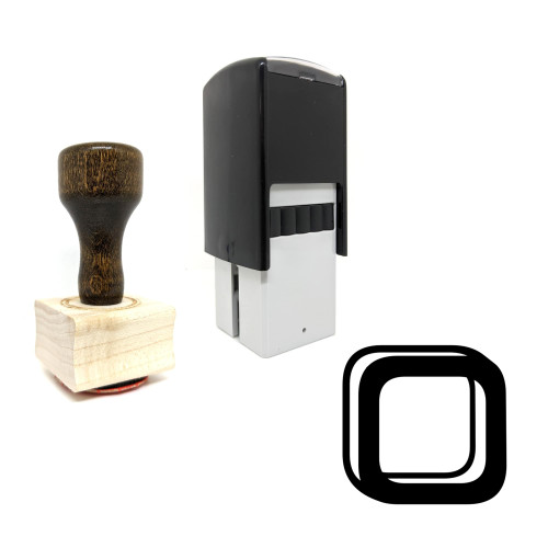 "Rounded Square" rubber stamp with 3 sample imprints of the image