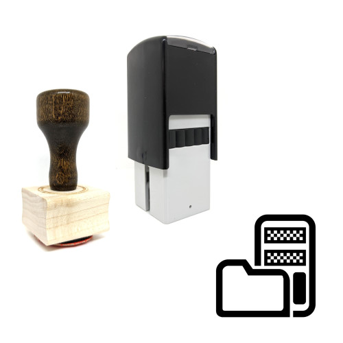 "Folder Server" rubber stamp with 3 sample imprints of the image