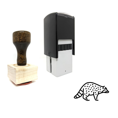 "Raccoon" rubber stamp with 3 sample imprints of the image