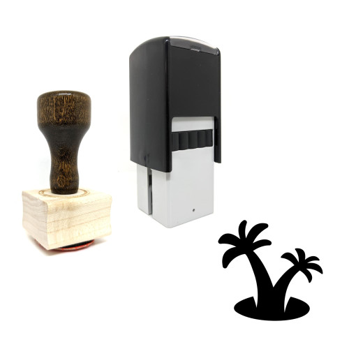 "Summer Palm" rubber stamp with 3 sample imprints of the image