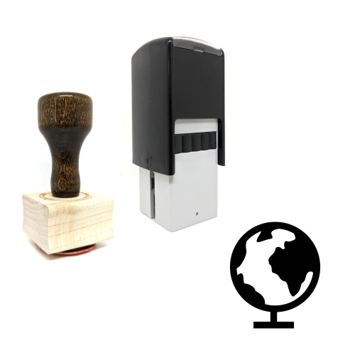 "Globe" rubber stamp with 3 sample imprints of the image
