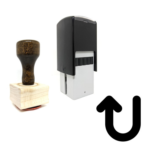 "U Turn" rubber stamp with 3 sample imprints of the image