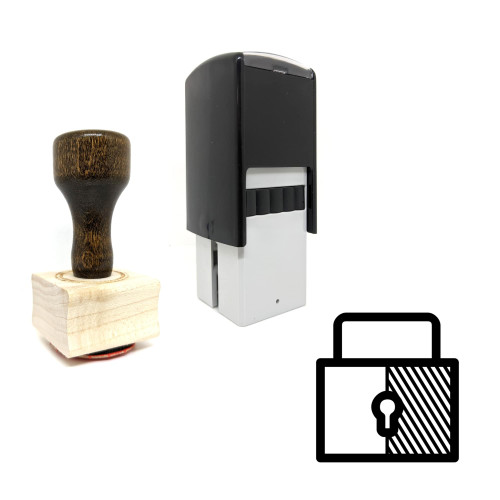 "Lock" rubber stamp with 3 sample imprints of the image