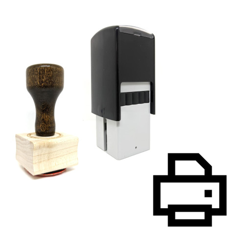 "Printer" rubber stamp with 3 sample imprints of the image