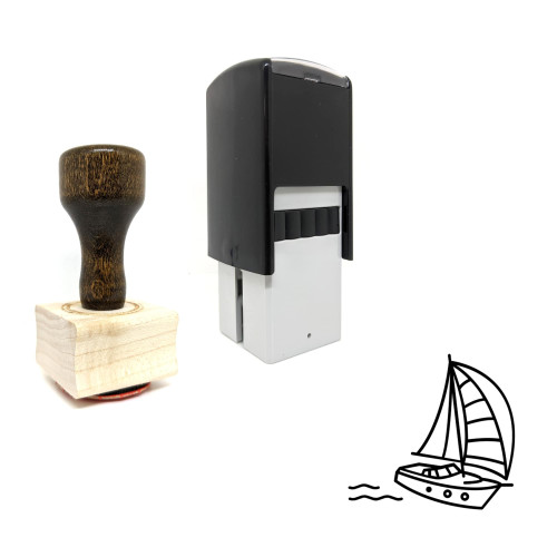 "Sailboat" rubber stamp with 3 sample imprints of the image