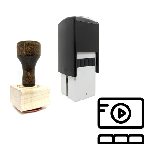 "Media Player" rubber stamp with 3 sample imprints of the image