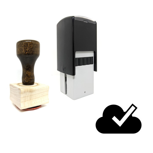 "Cloud Check Mark" rubber stamp with 3 sample imprints of the image