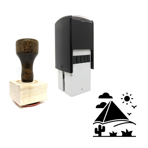 "Desert" rubber stamp with 3 sample imprints of the image