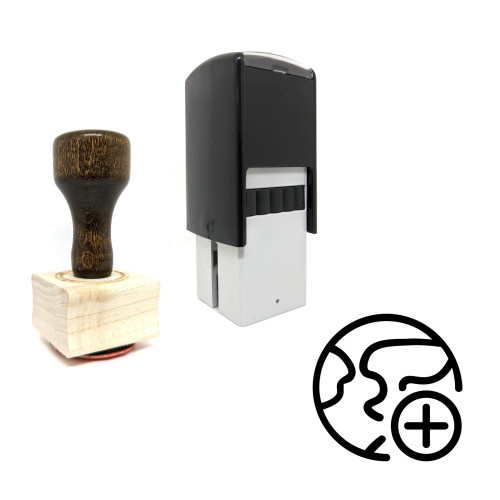 "Add World" rubber stamp with 3 sample imprints of the image